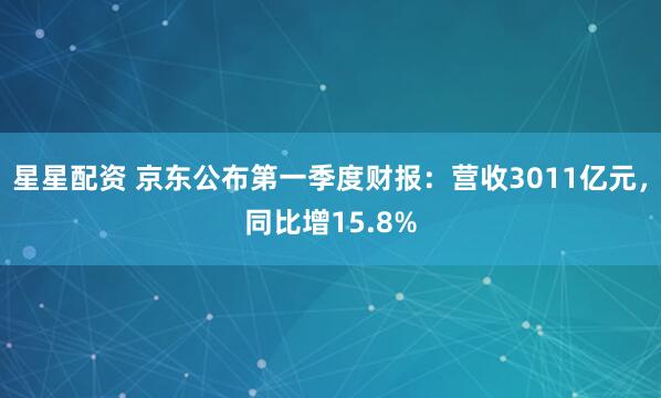 星星配资 京东公布第一季度财报：营收3011亿元，同比增15.8%
